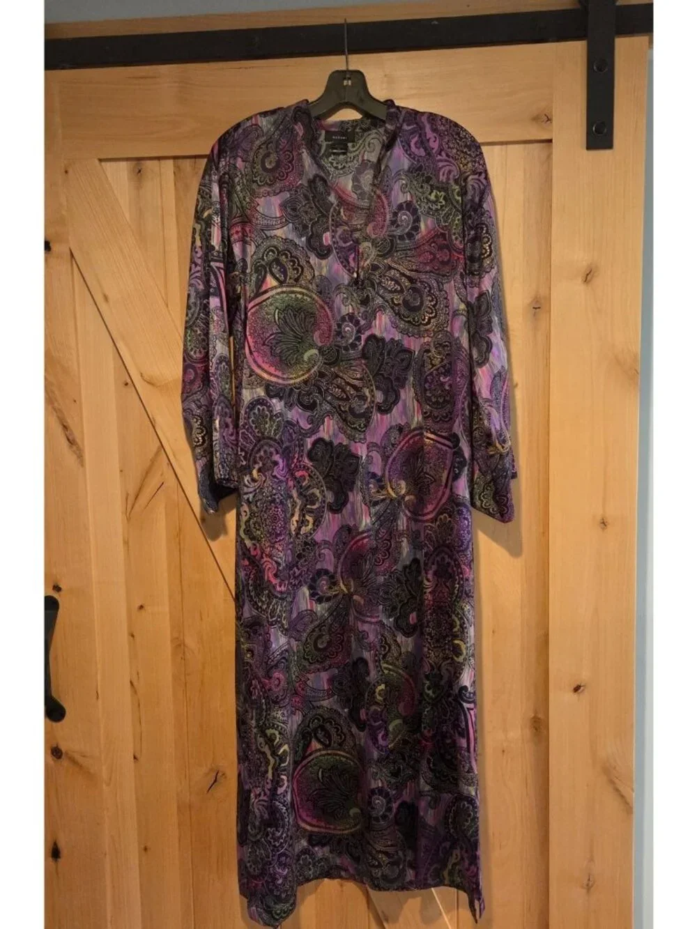 Natori Size XS Caftan Half Zip Multi-colored Floral Paisley Print Lounge Robe